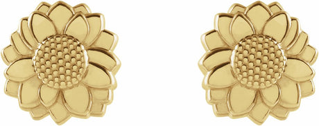 14K Yellow Tiny Sunflower Earrings
