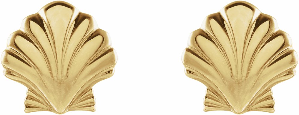 14K Yellow Tiny Shell Earrings