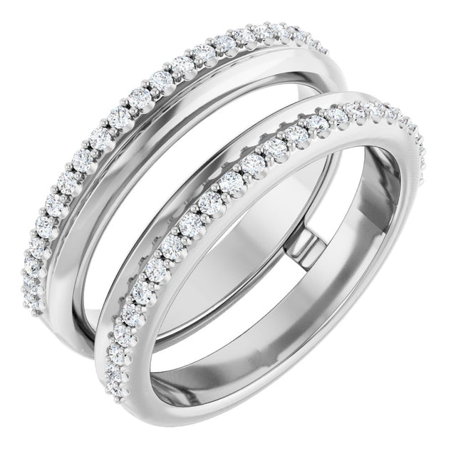 14K White 1/3 CTW Natural Diamond Knife-Edge Ring Guard