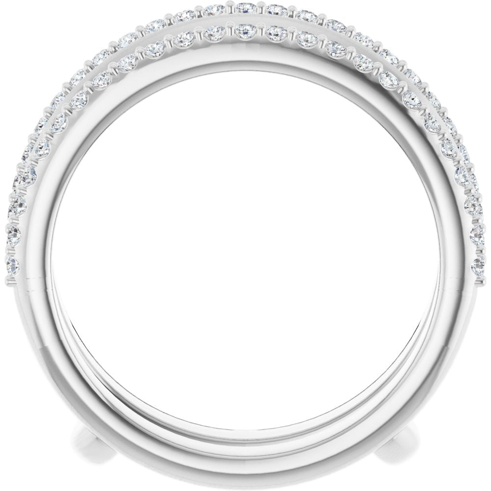 14K White 1/3 CTW Natural Diamond Knife-Edge Ring Guard