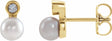14K Yellow Gold Cultured White Akoya Pearl & .03 CTW Natural Diamond Earrings