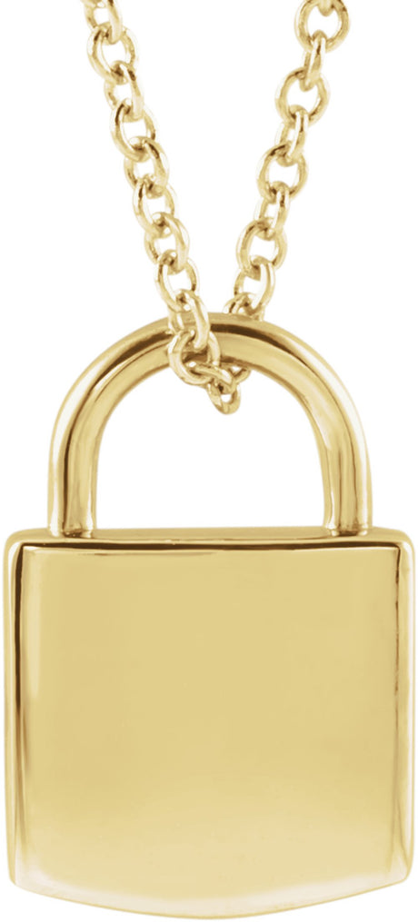 18K Yellow Gold-Plated Sterling Silver Engravable Lock 16-18" Necklace