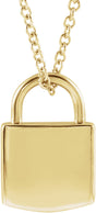 14K Yellow Engravable Lock 16-18" Necklace