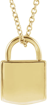 18K Yellow Gold-Plated Sterling Silver Engravable Lock 16-18" Necklace