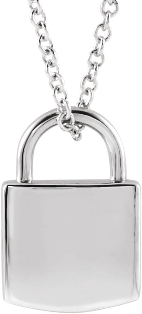 Sterling Silver Engravable Lock 16-18" Necklace

