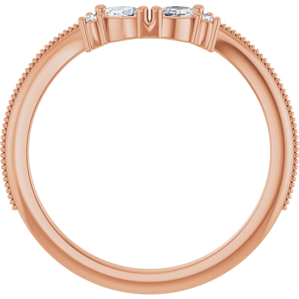 14K Rose 1/8 CTW Natural Diamond Contour Band