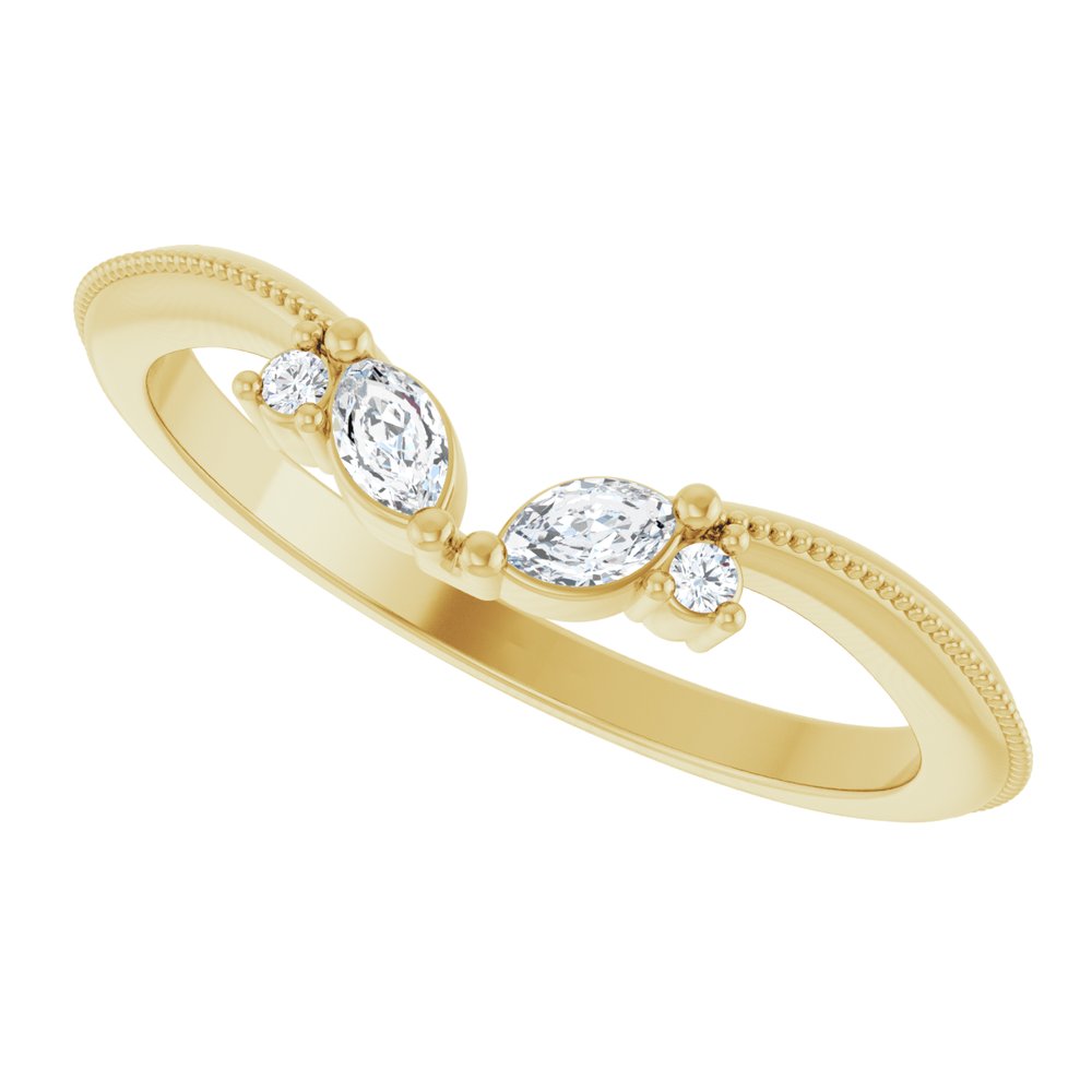 14K Yellow 1/8 CTW Natural Diamond Contour Band