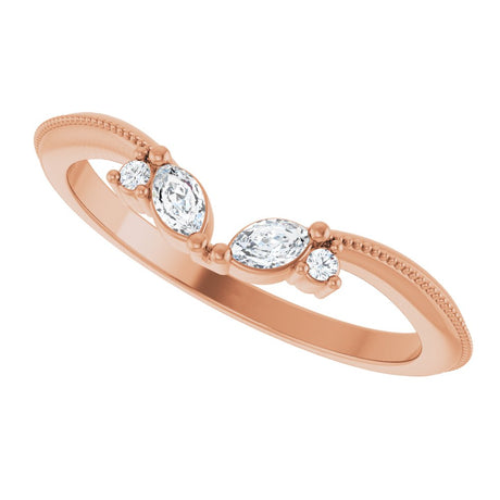 14K Rose 1/8 CTW Natural Diamond Contour Band