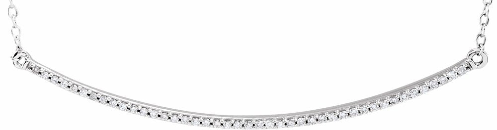 14K White 1/6 CTW Natural Diamond Bar 16-18" Necklace