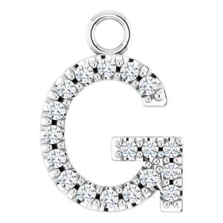 14K White .06 CTW Natural Diamond Initial G Dangle