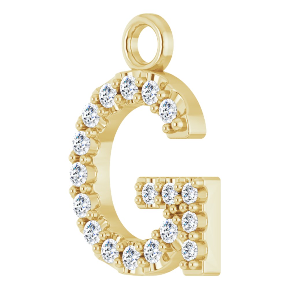 14K Yellow .06 CTW Natural Diamond Initial G Dangle