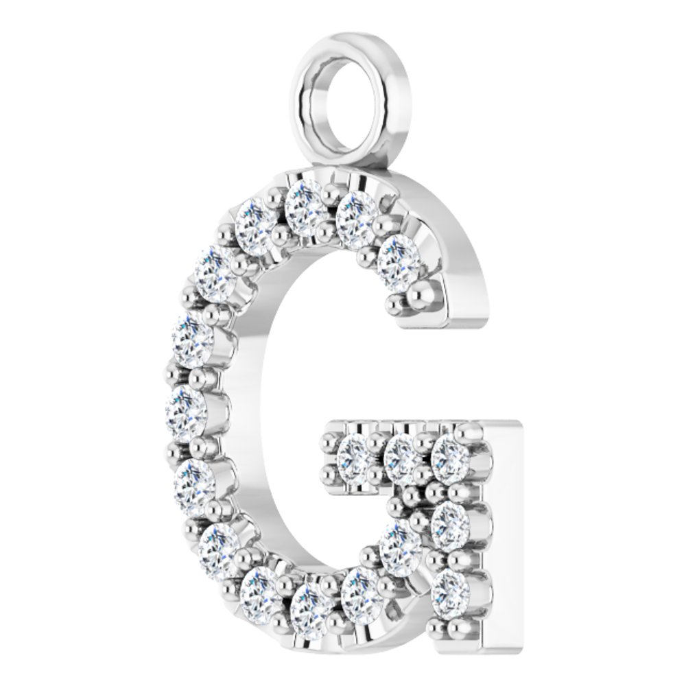 14K White .06 CTW Natural Diamond Initial G Dangle