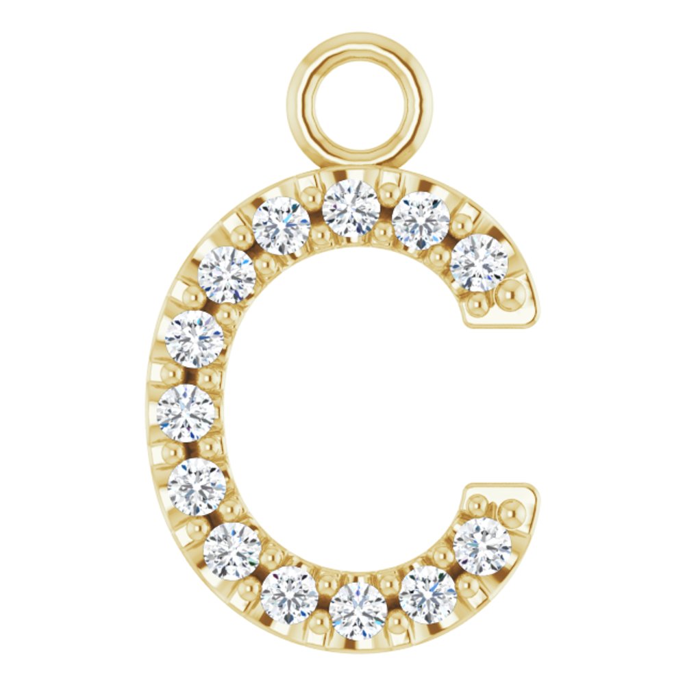 14K Yellow .05 CTW Natural Diamond Initial C Dangle