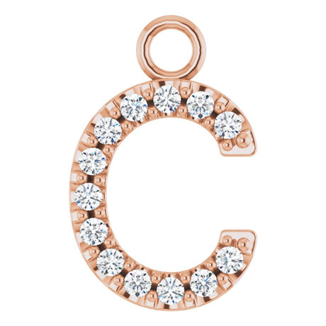 14K Rose .05 CTW Natural Diamond Initial C Dangle