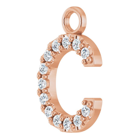 14K Rose .05 CTW Natural Diamond Initial C Dangle