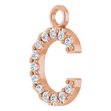 14K Rose .05 CTW Natural Diamond Initial C Dangle