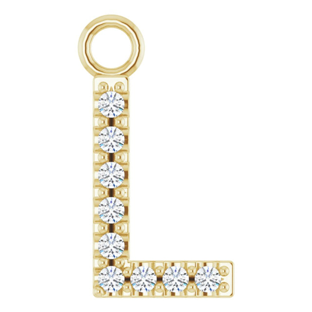 14K Yellow .03 CTW Natural Diamond Initial L Dangle