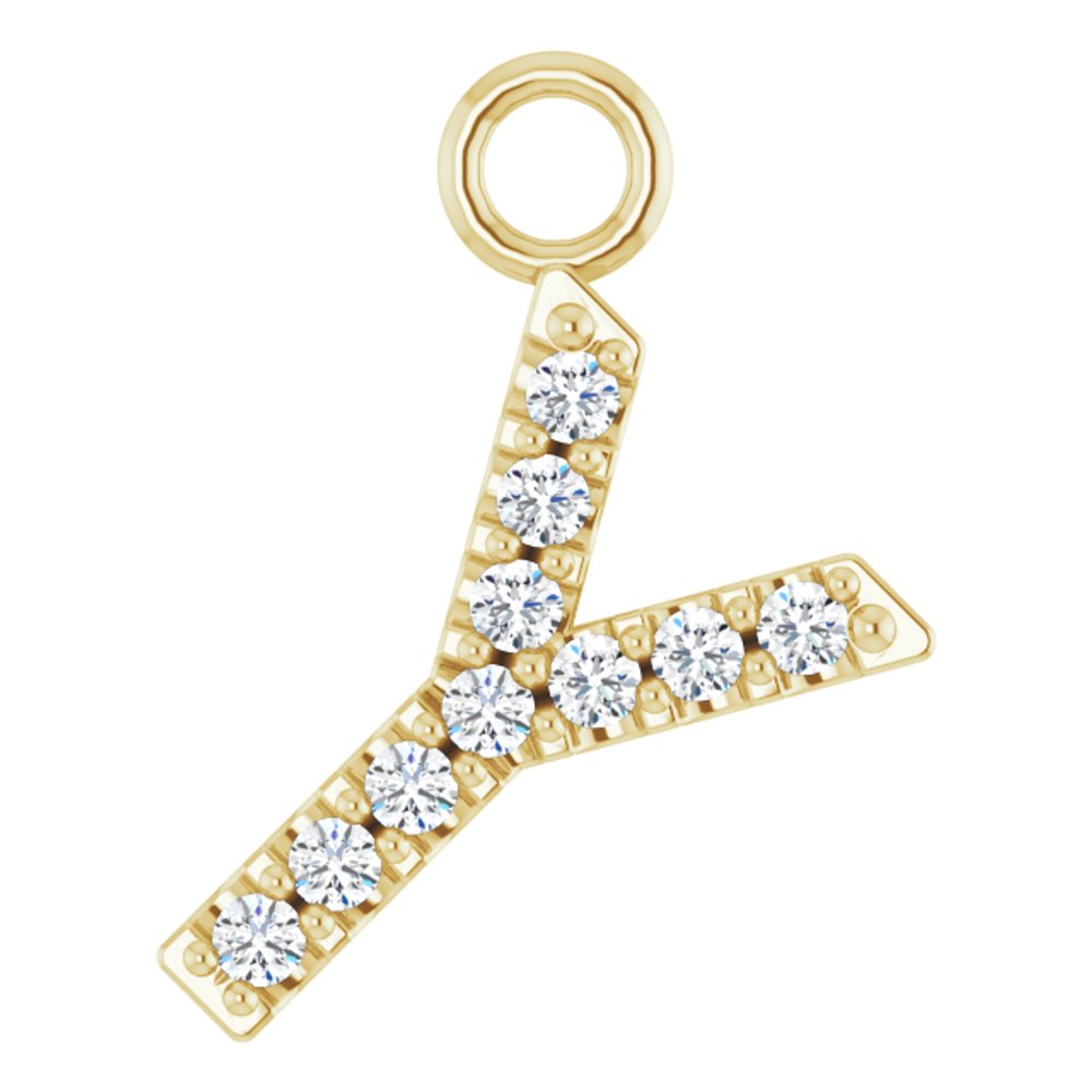 14K Yellow .04 CTW Natural Diamond Initial Y Dangle