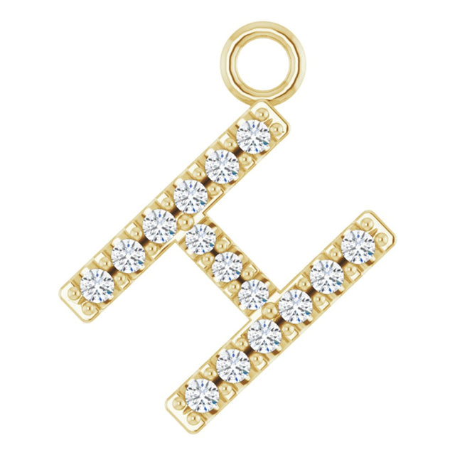 14K Yellow .05 CTW Natural Diamond Initial H Dangle