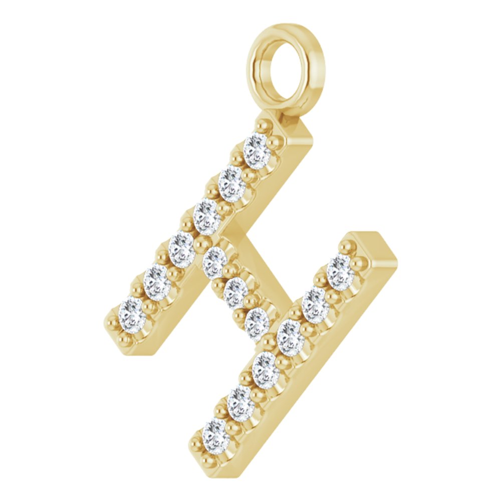 14K Yellow .05 CTW Natural Diamond Initial H Dangle