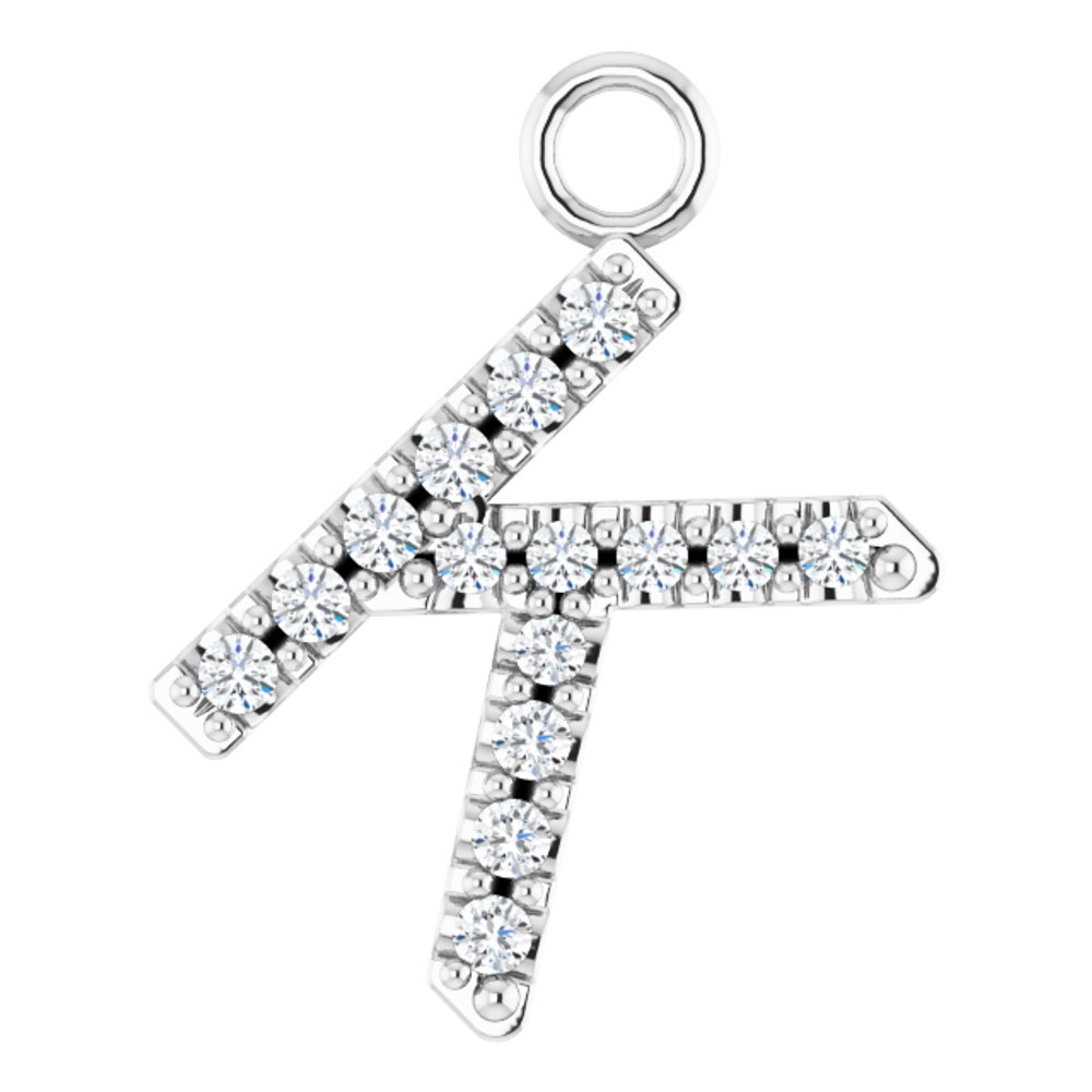 14K White .05 CTW Natural Diamond Initial K Dangle