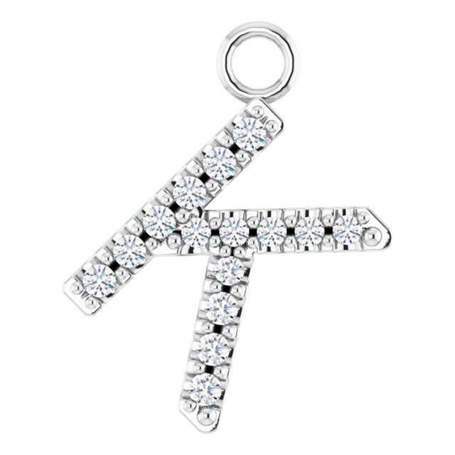 14K White .05 CTW Natural Diamond Initial K Dangle