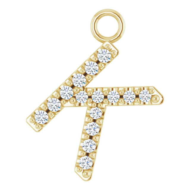 14K Yellow .05 CTW Natural Diamond Initial K Dangle