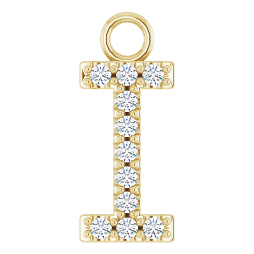 14K Yellow .04 CTW Natural Diamond Initial I Dangle