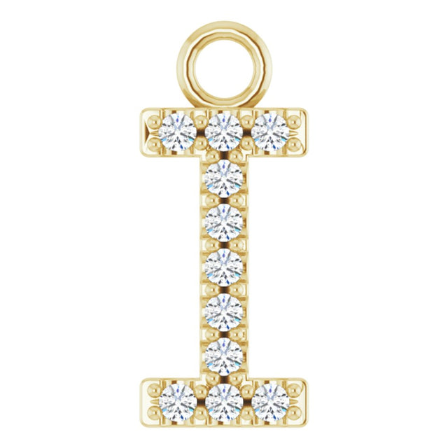 14K Yellow .04 CTW Natural Diamond Initial I Dangle