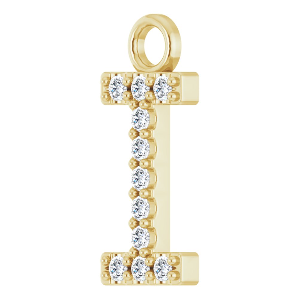 14K Yellow .04 CTW Natural Diamond Initial I Dangle