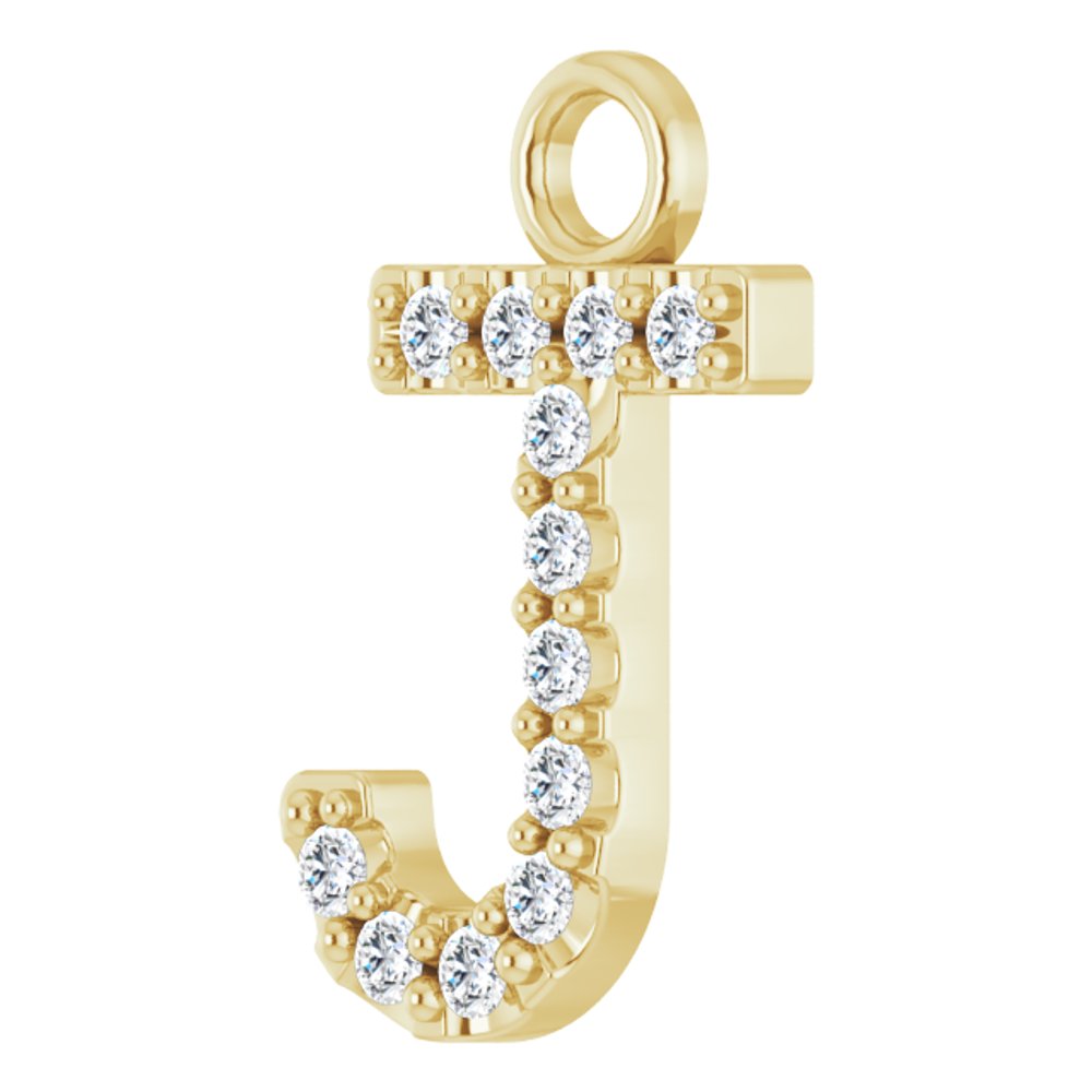 14K Yellow .05 CTW Natural Diamond Initial J Dangle