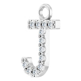 14K White .05 CTW Natural Diamond Initial J Dangle