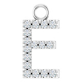 14K White .06 CTW Natural Diamond Initial E Dangle