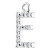 14K White .06 CTW Natural Diamond Initial E Dangle