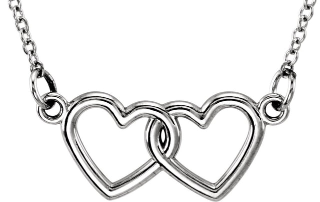 14K White Gold Tiny Posh® Double Heart 16-18" Necklace 