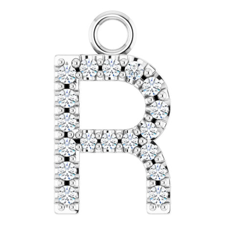 14K White .06 CTW Natural Diamond Initial R Dangle