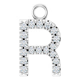 14K White .06 CTW Natural Diamond Initial R Dangle