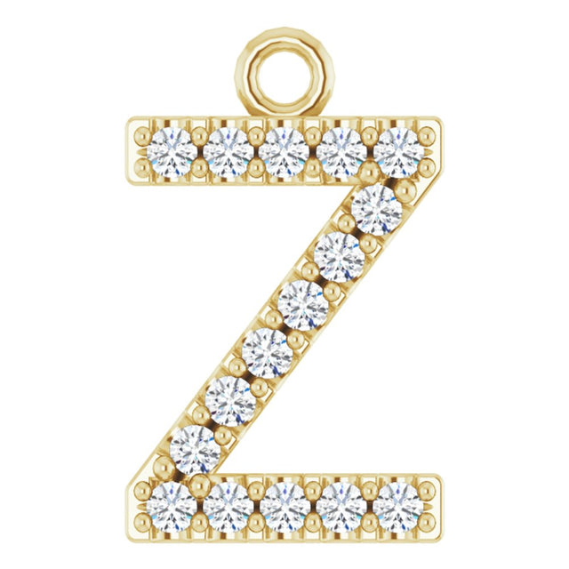 14K Yellow .06 CTW Natural Diamond Initial Z Dangle