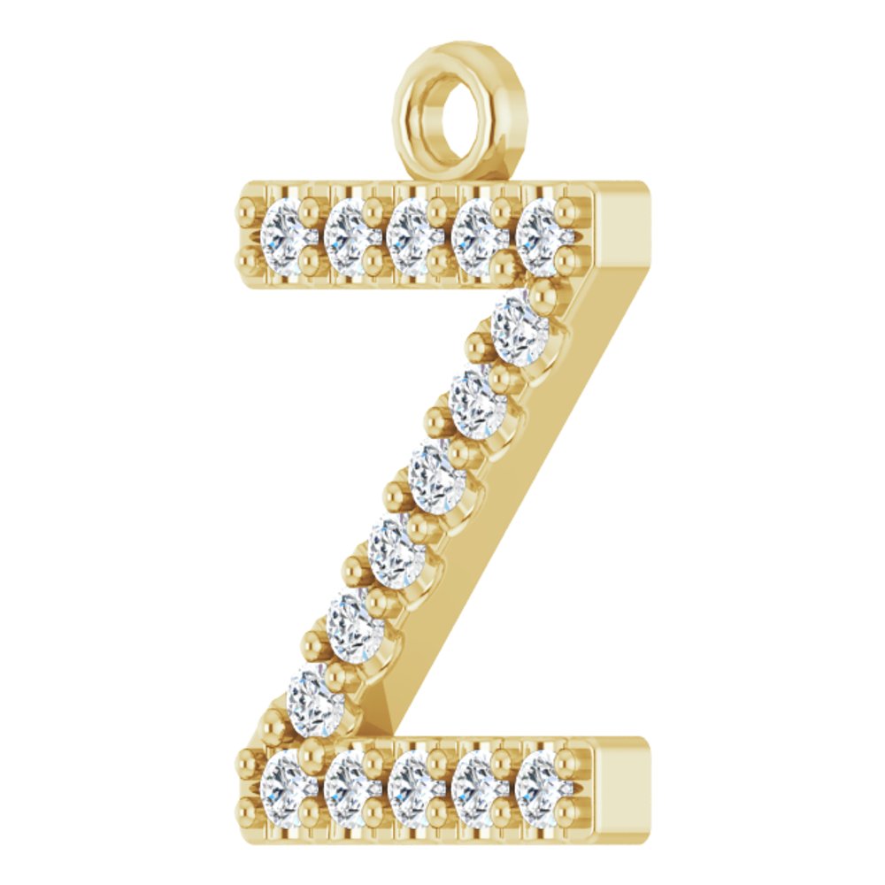 14K Yellow .06 CTW Natural Diamond Initial Z Dangle