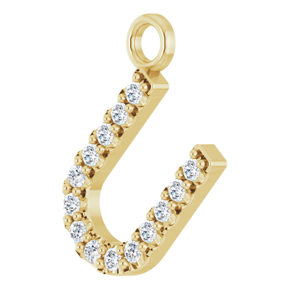 14K Yellow .05 CTW Natural Diamond Initial U Dangle