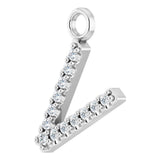 14K White .03 CTW Natural Diamond Initial V Dangle