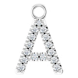 14K White .06 CTW Natural Diamond Initial A Dangle