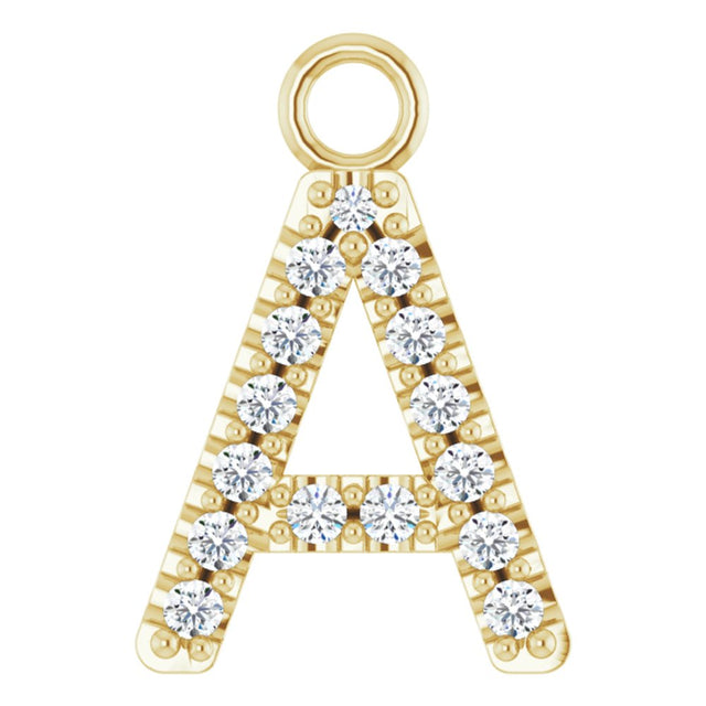 14K Yellow .06 CTW Natural Diamond Initial A Dangle