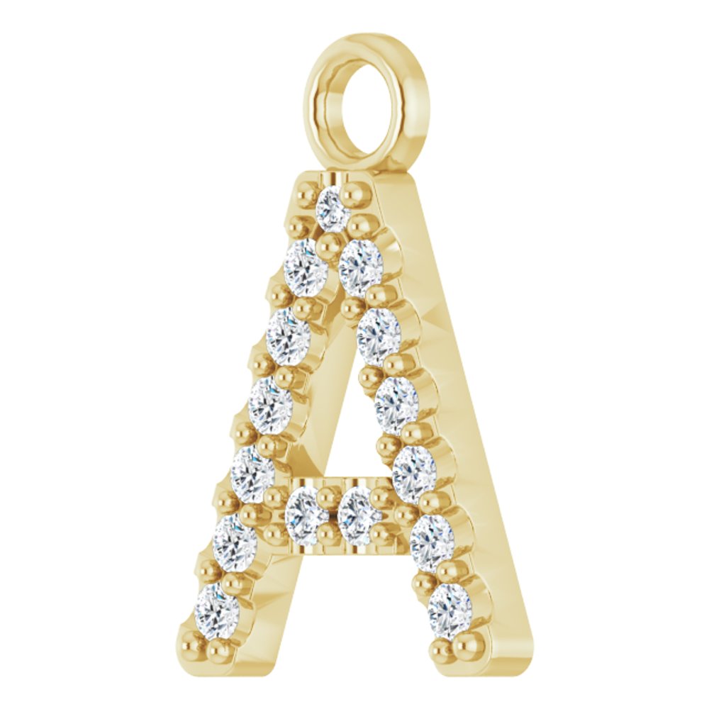 14K Yellow .06 CTW Natural Diamond Initial A Dangle