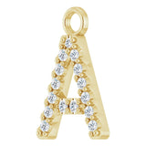 14K Yellow .06 CTW Natural Diamond Initial A Dangle