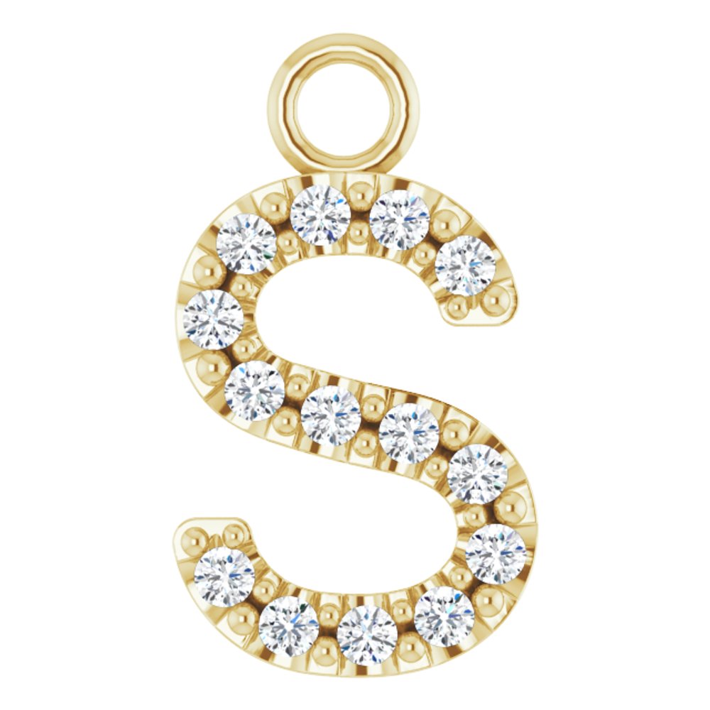 14K Yellow .05 CTW Natural Diamond Initial S Dangle