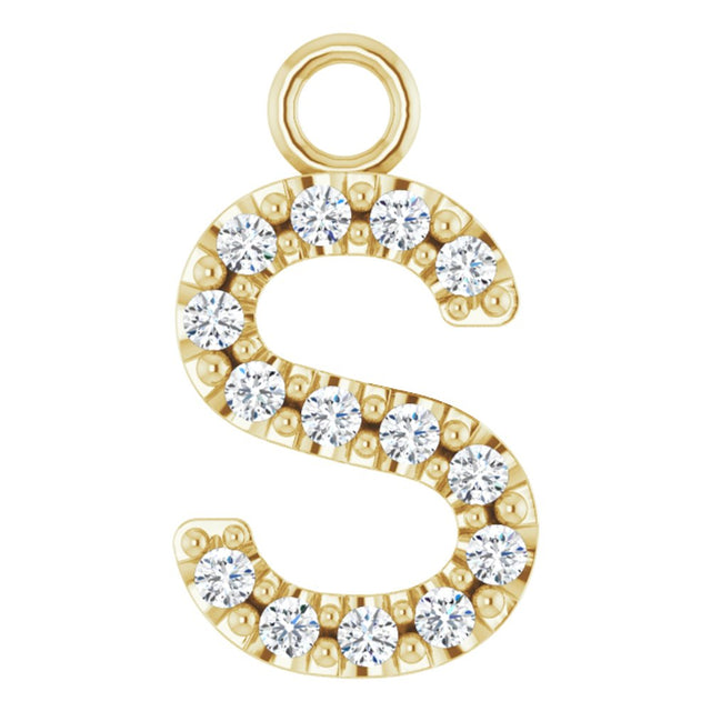 14K Yellow .05 CTW Natural Diamond Initial S Dangle
