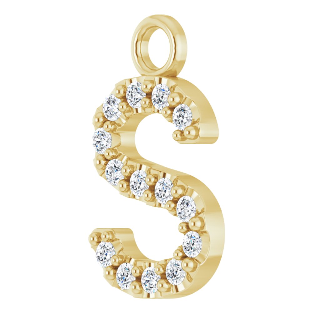 14K Yellow .05 CTW Natural Diamond Initial S Dangle