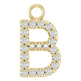14K Yellow .08 CTW Natural Diamond Initial B Dangle
