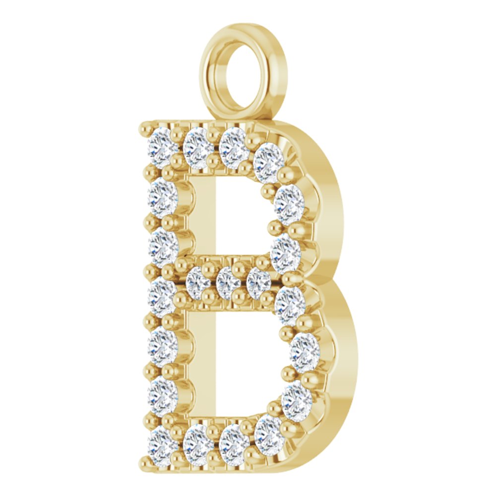14K Yellow .08 CTW Natural Diamond Initial B Dangle